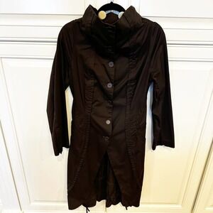 Rundholz Black Label Women’s Designer Brown Cotton Lagenlook Long‎ Trench Coat